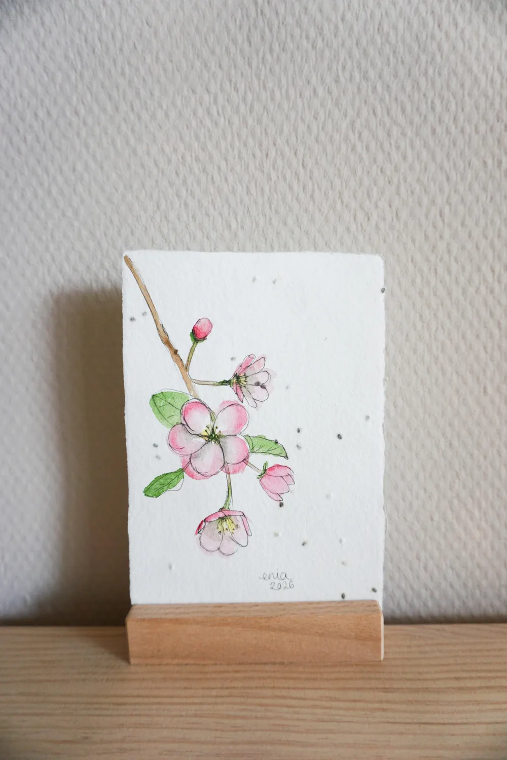 Bei so vielen Kirschblüten freut man sich schon auf die süßen Kirschen. - auf handgeschöpftem Saatenpapier (Basilikum Samen)