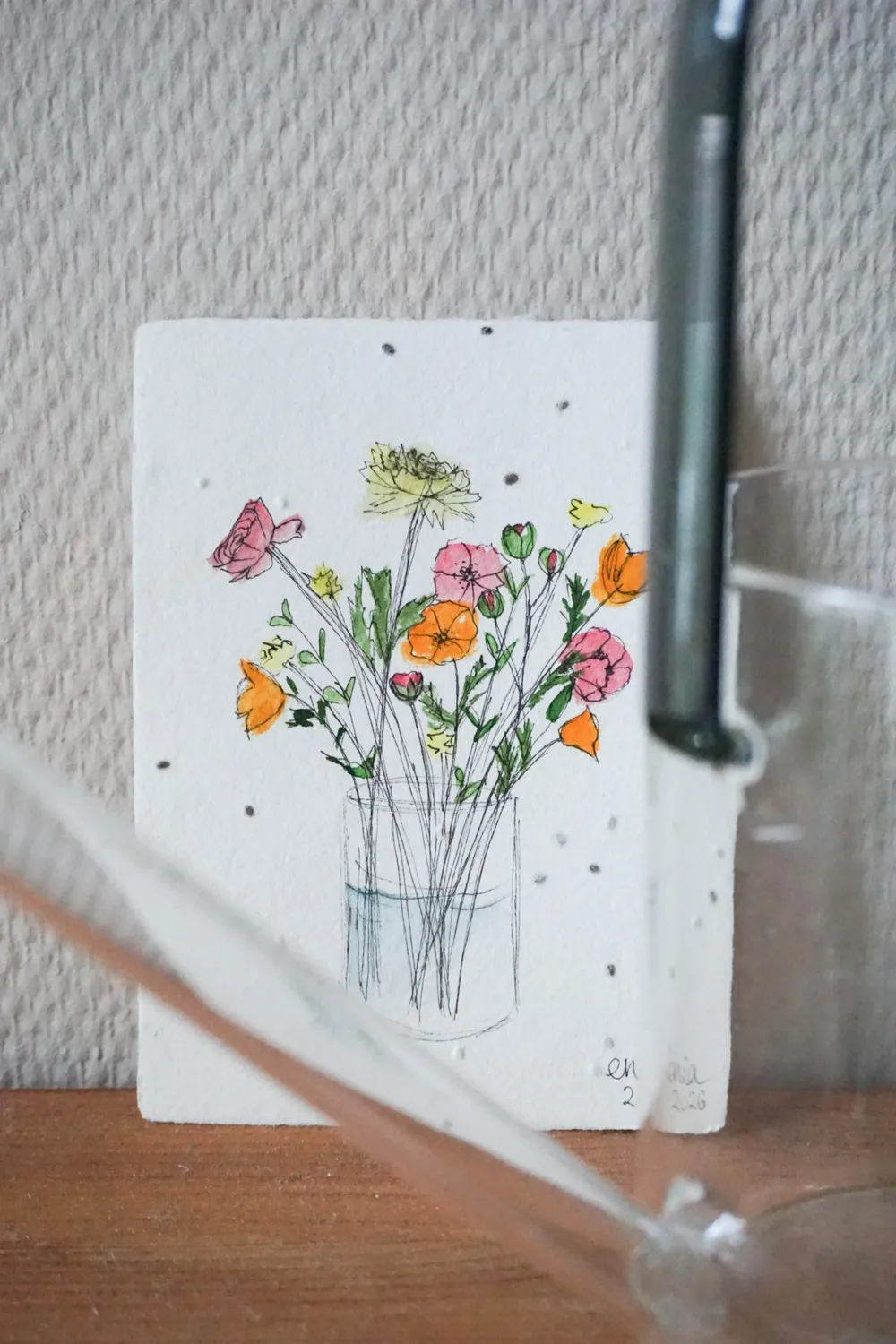 Das Schöne an einem Blumenstrauß ist die bunte Vielfalt, die harmonisch zusammen passt. - auf handgeschöpftem Saatenpapier (Basilikum Samen)